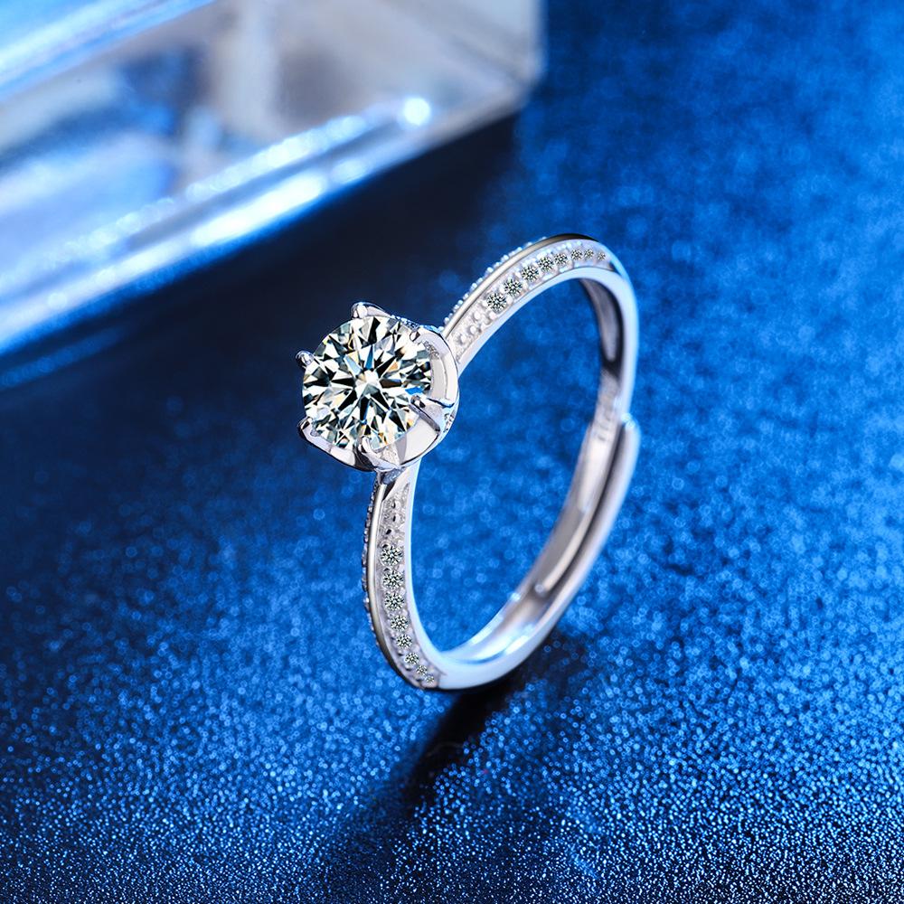 925 Sterling Silver Fashion Light Luxury Six-claw Zircon Bud Ring Birthday Party Anniversary Wedding Gift