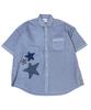 SK8ER ROCK Star Pigment Half Sleeve Shirt ((Light Blue))