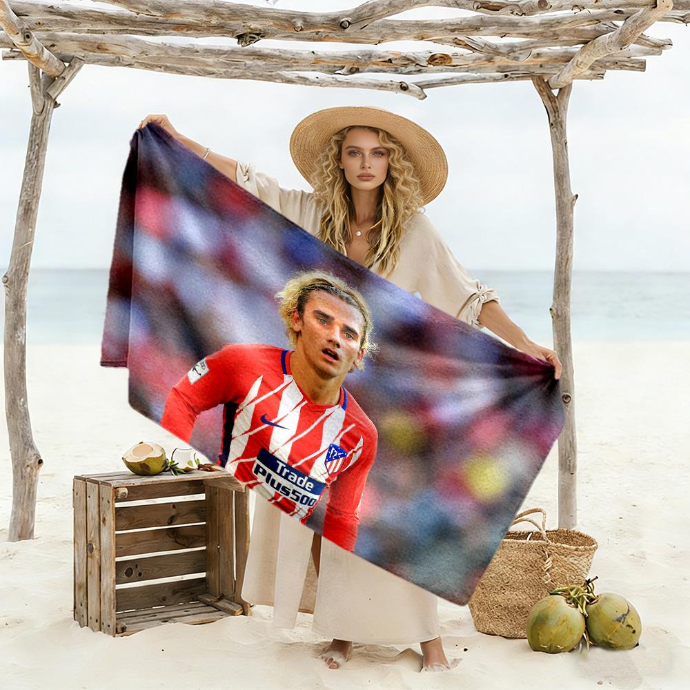 Atletico Madrid Player Beach Towel Super Soft & Absorbent Comfortable Lightweight