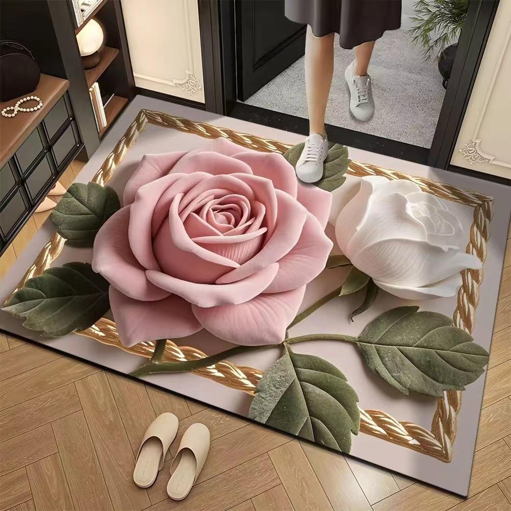 3D Entrance Flower Carpet Bathroom Floor Mat Entrance Door Bathroom Anti Slip Mat Foot Pad
