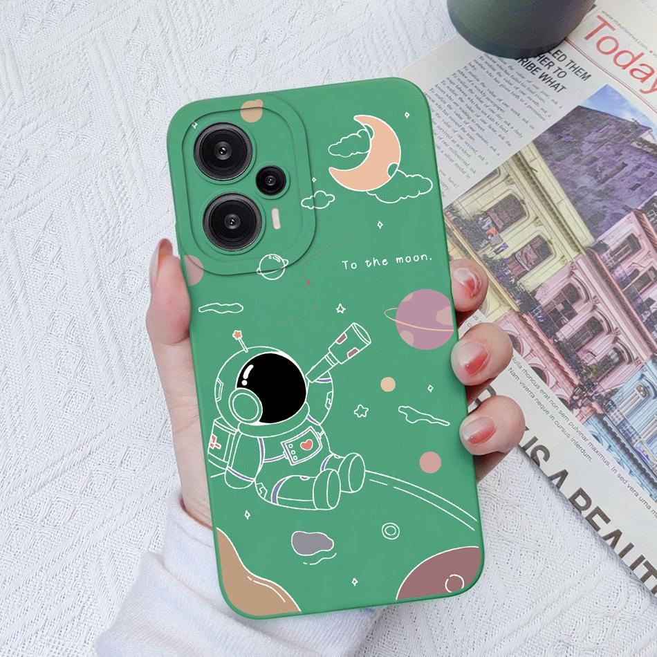 Case For Poco F5 Pro Painted Flowers Soft Liquid Silicone Camera Lens Protection Back Cover For Xiaomi Poco F 5 F5Pro Protectors
