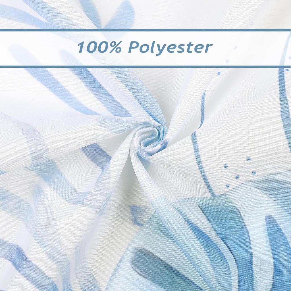 Nautical Coast Blue Starfish Shell Shower Curtain 180 X 180Cm Polyester Waterproof Mildew Washable Shower Curtain With 12 Hooks