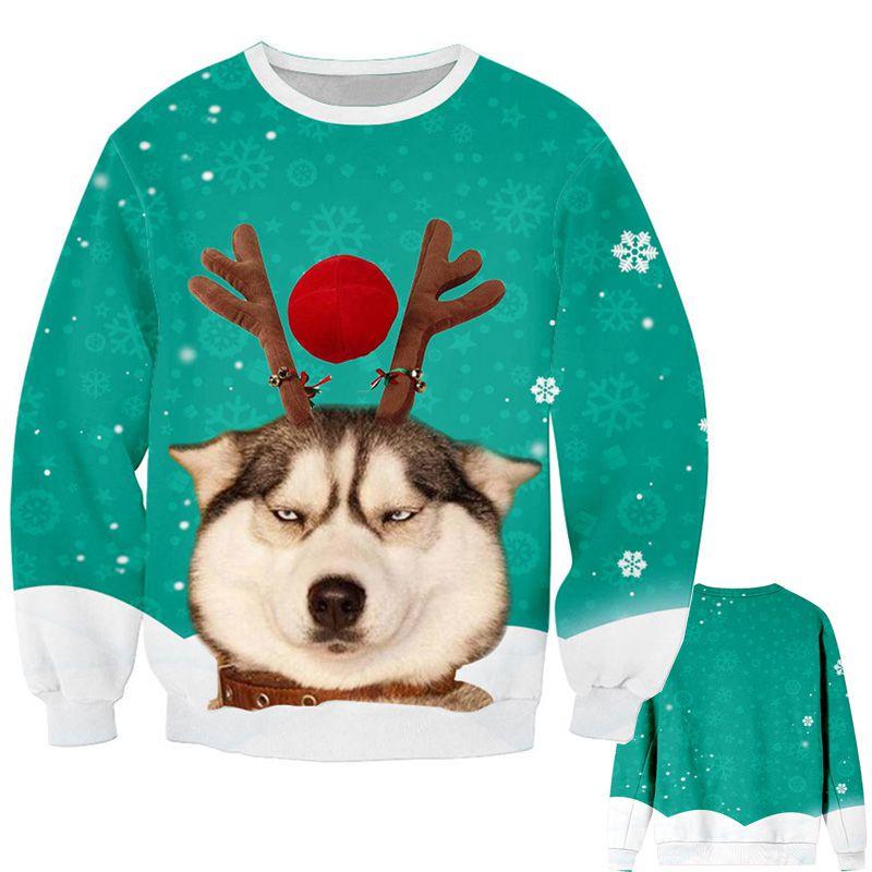 Womens Ugly Mens Christmas Sweater Funny Dog Xmas Sweatshirt Pullover Tops