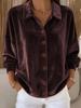 Women's Velvet Shirt with Lapel Collar In Multiple Colors