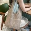 Vintage Hollow Woven Underarm Shoulder Bag Knitted Handbag for Women Large Capacity Shopper Totes Ladies Beach Travel Bag