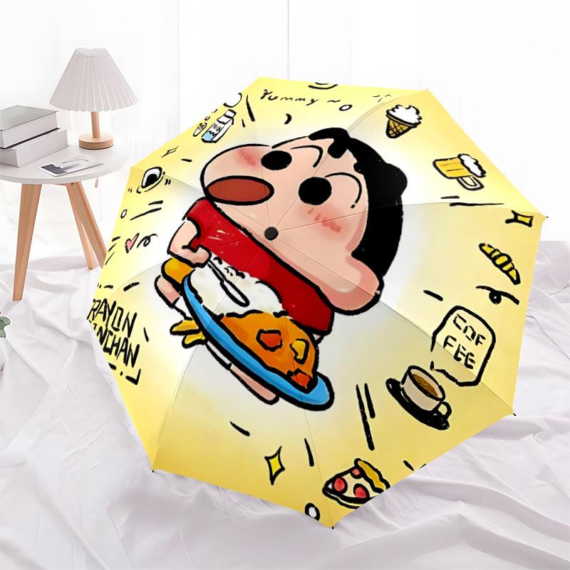 1pc Crayon Shin-chan Automatic Open/Close Umbrella - Compact Travel Umbrella with 8-Rib Durable Frame, Lightweight & Portable for Commuting, Fashionab