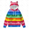 Gabby's Puppenhaus Unisex Kapuzenpullover mit Regenbogenstreifen und Katzenohren