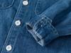 2024 Jungen Langarm Denimhemd - Lässig einfarbig mit Eckkragen
