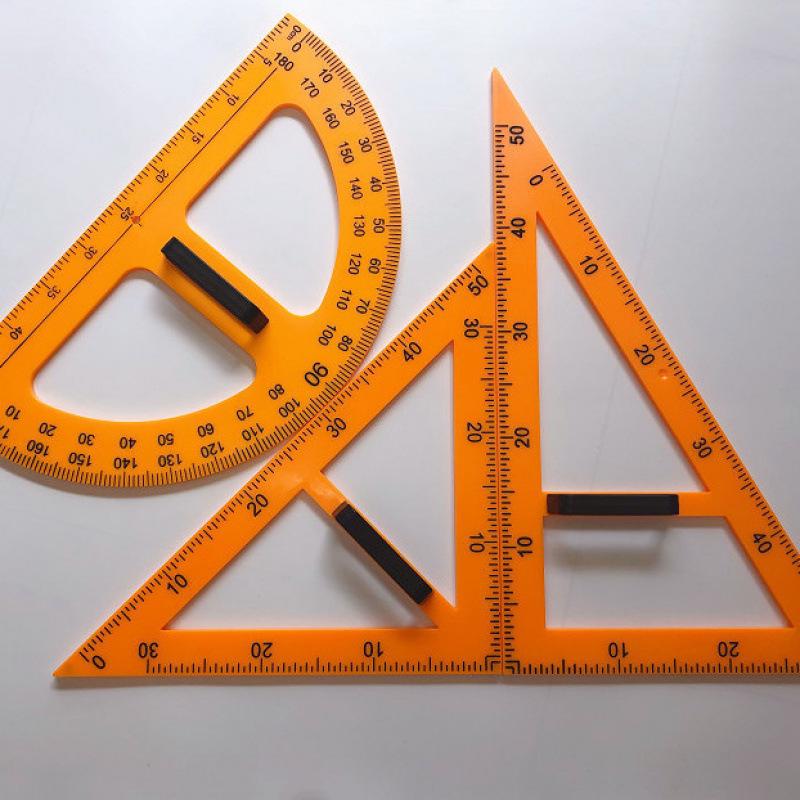 Magnetisches Lehrer-Set: Winkel, Lineal, Winkelmesser mit Griff
