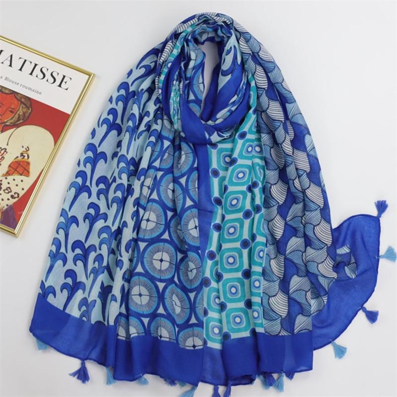 Luxury  Cotton Viscose Scarf Women Aztec Floral Patchwork Tassel Shawls And Wraps Echarpe Pashmina Bufandas 180*90Cm