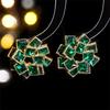 European and American Luxury Colorful Rhinestone Flower Stud Earrings for Women
