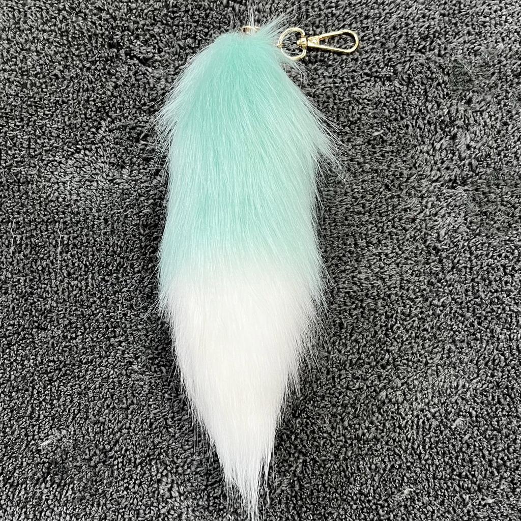 Klíčenka s umělým liščím ocasem Měkký plyšový závěsný ozdobný doplněk Dárek na tašky a klíče Nadýchaná dekorace Délka 20 cm