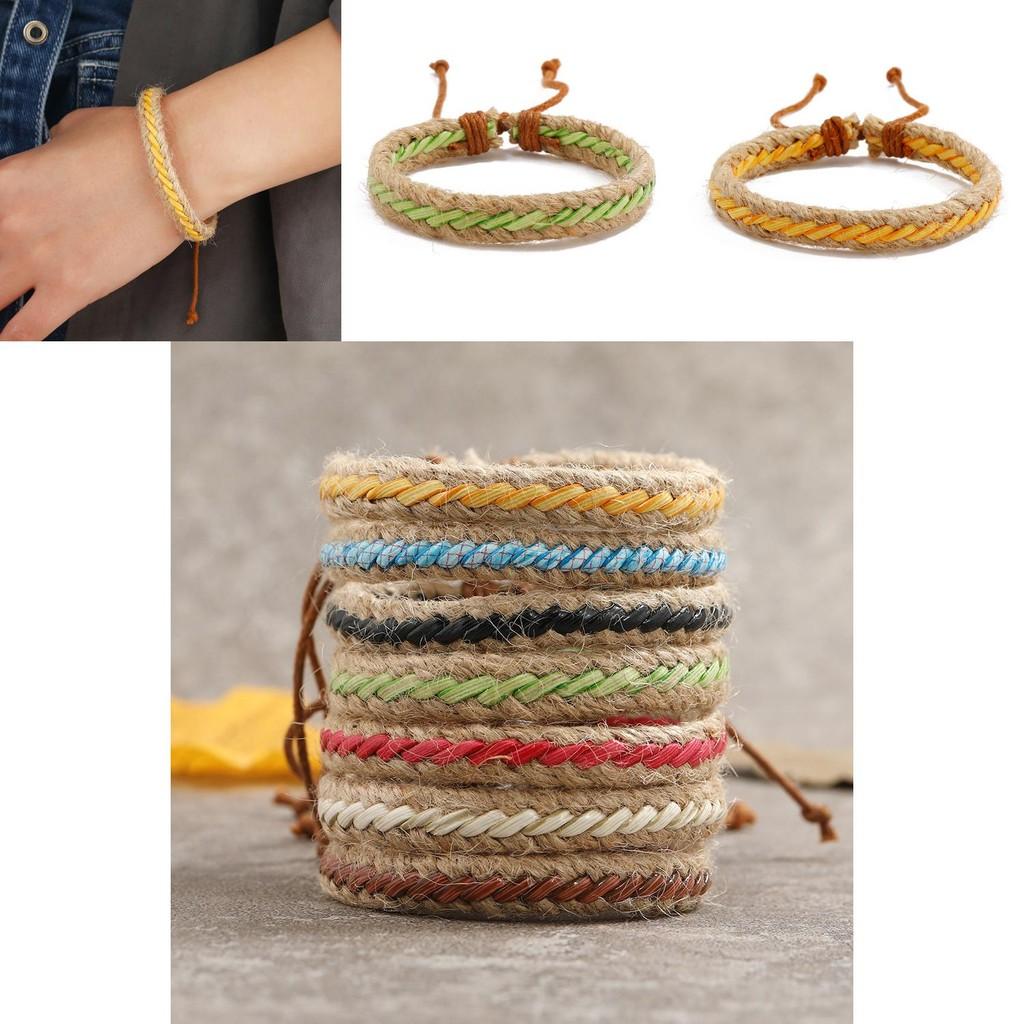 Vintage-inspired Leather Braided Bracelet Bohemian Ethnic Fashion Set Of 7