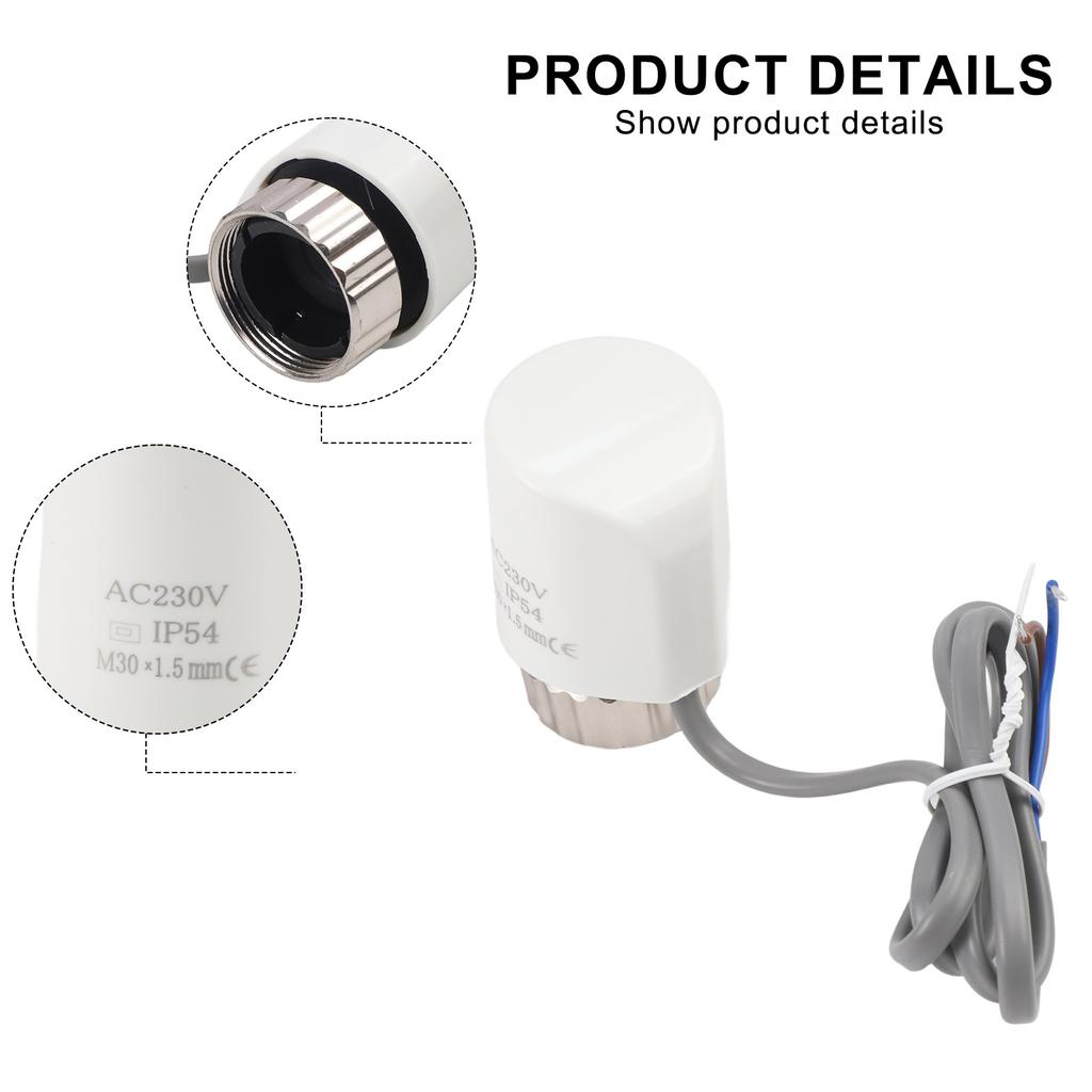 230V Electric Thermal Actuator Valve M30x1 5mm for Efficient Management of For Floor Heating and Radiator Systems