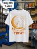 1pc Men'S Graphic T-Shirt Nocturnal Treat Halloween Cat Moon Spider Web Print Short Sleeve Crew Neck