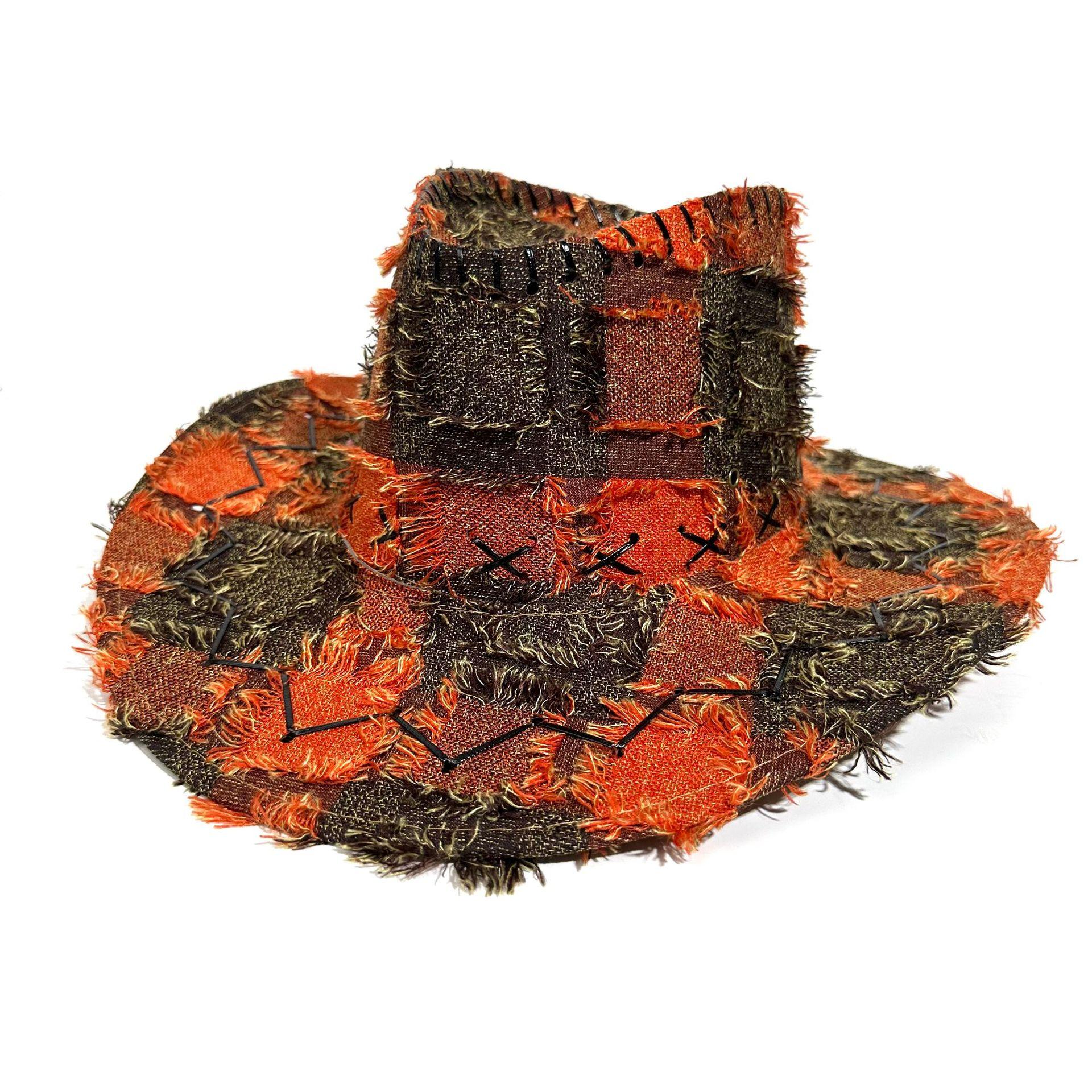 

Western Cowboy Hat Internet Celebrity Concave Shape White Couple Knight Hat Curled Brim Millennial Babes Pull Sister Top Hat M（56-58cm） помаранчевий