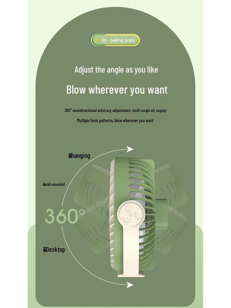 Three-speed Silent Multi-functional Fan: Stand, Hang, or Wall-Mount - Powerful Wind, Compact Design