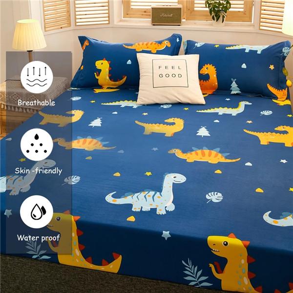 100% Waterproof Bed Sheet Cotton Fitted Sheet with Elastic Bands Non Slip Adjustable Mattress Covers Bed Protector Cover (Np Pillowcase)