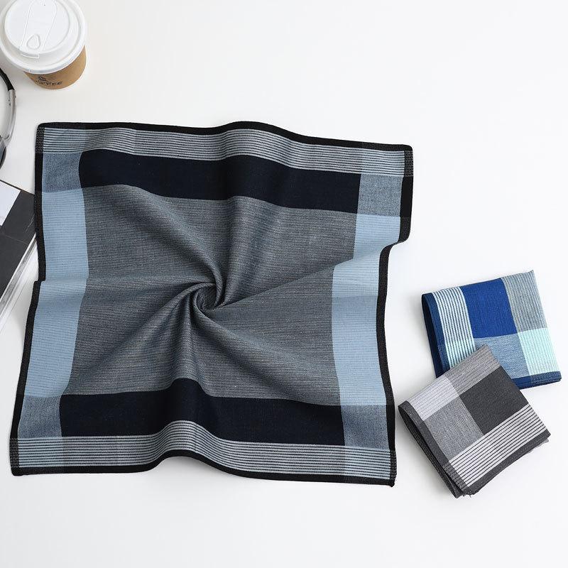3Pcs Men'S Pure Cotton Handkerchief Cotton Yarn-Dyed Handkerchief Old-Fashioned Nostalgic Carry-On Water-Absorbing Sweat Towel