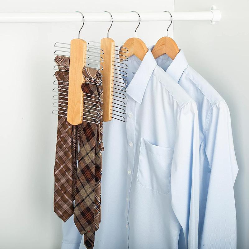 

1PC Storage Rack Cabinet Ties Hanger Organizer Wooden Wardrobe Storage Hanger Hanging Rack Holder Silk Scarf Closet
