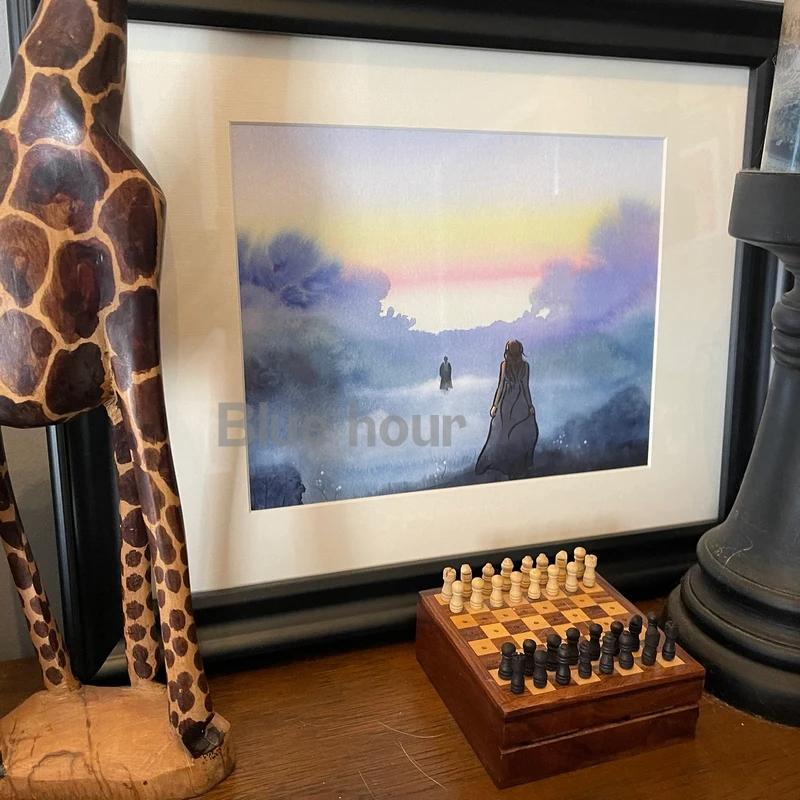 Jane Austen Pride and Prejudice Watercolor Painting Canvas Poster Book Lovers Art Gift Bookshelf Decoration Romantics Prints