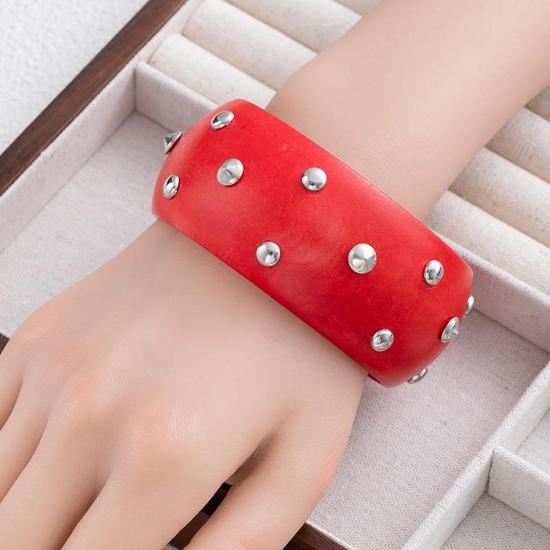 American Vtage Wooden Star Bracelet Female Exaggerated Spice Girl Wide Bracelet Spring Summer Bohemian Bracelet