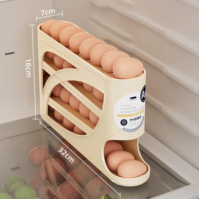 4 Layers Automatic Rolling Egg Holder Rack Fridge Egg Storage Box Container Kitchen Refrigerator Egg Dispenser Fridge Organizer