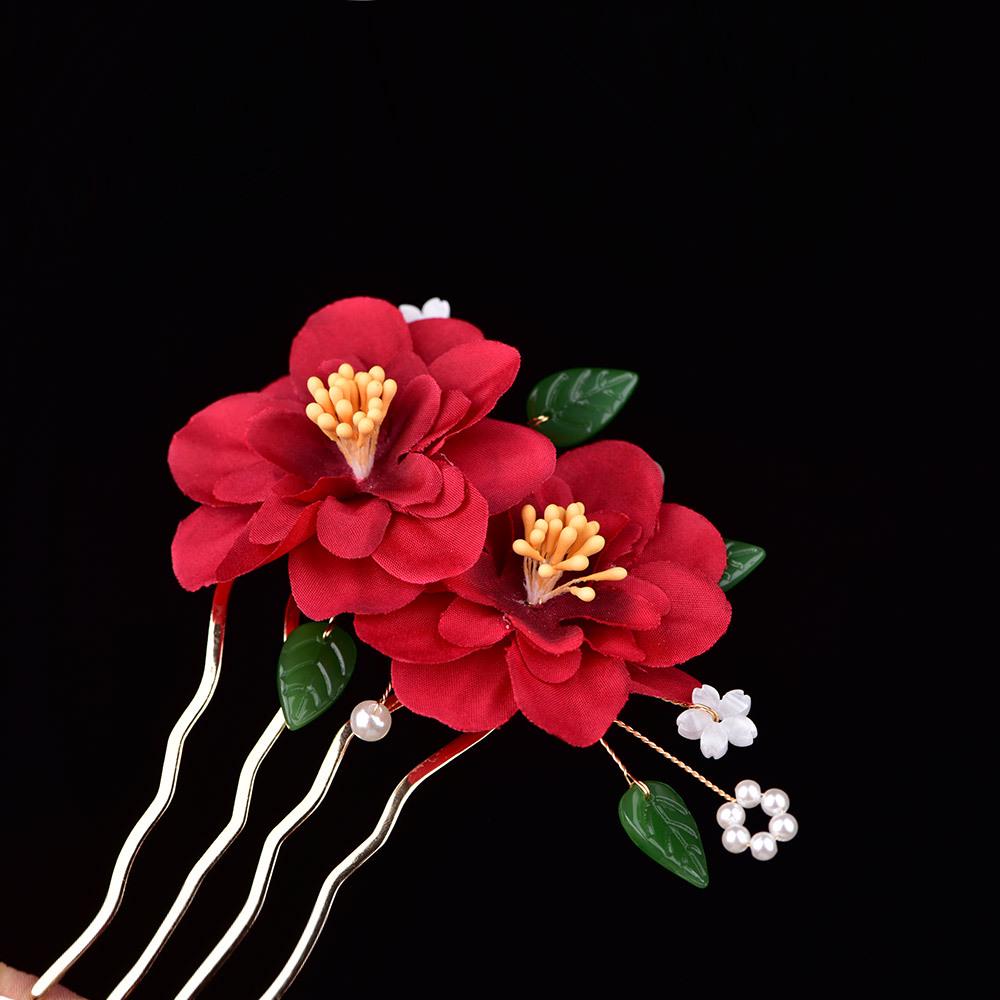 Traditional Hanfu Silk Flower Hairpins and Combs Ancient Style