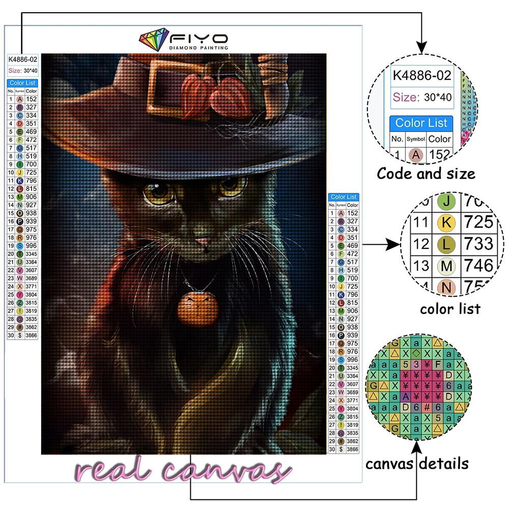 5D DIY Diamond Embroidery Halloween Pumpkin And Black Cat Diamond Painting Mosaic Home Decoration