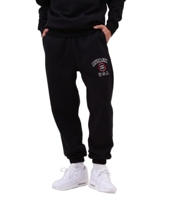 Avirex Varsity Logo Sweat Size Pants, Men's, M, 010, Black, 783-4910004