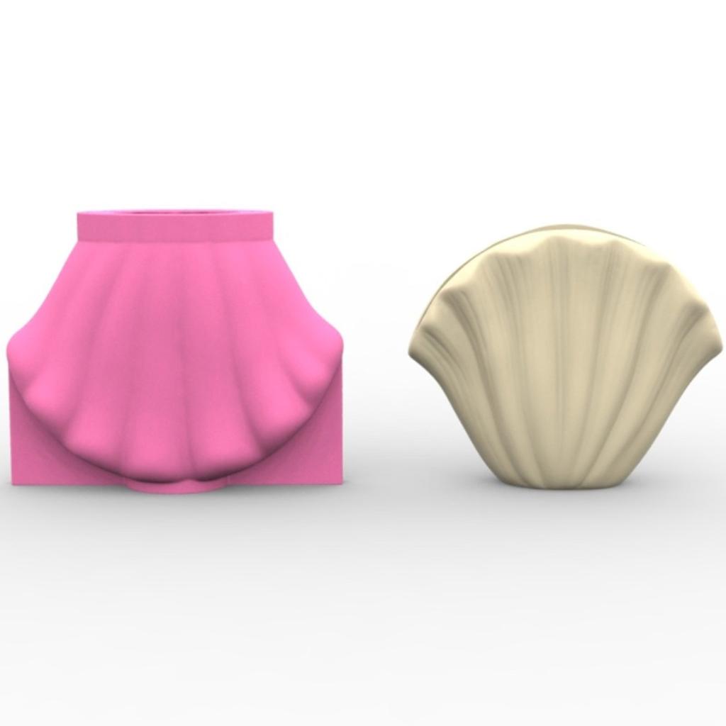 Creative Silicone Mould Shell Shape Concrete Flower Pots Moulds for Resin Planter Succulent Vase Pen Holder Crafting