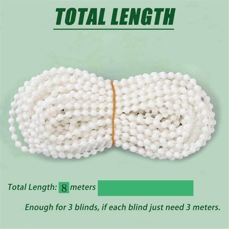 8 Meter Rollokord mit 8 Stück Rollokettenverbindern für Rollo, Römer-, Vertikal-, Jalousie