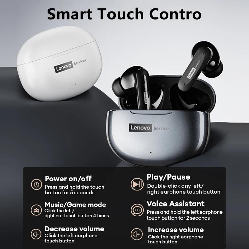 Original Lenovo LE202 Wireless Bluetooth 6.0 Earphones AI Call Noise Cancellation Sound Quality Headphone Long Battery Life Earbuds