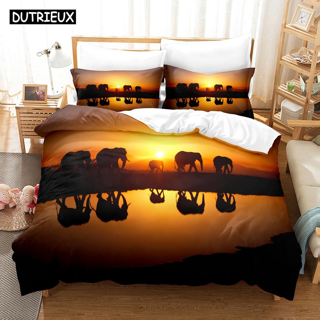 3D Ložní soupravy Slon Povlečení na přikrývku s povlakem na polštář Twin Full Queen King Ložní prádlo
