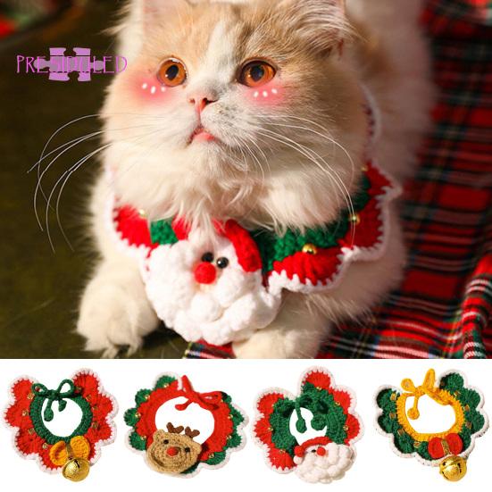 

Рождественский ошейник для домашних животных, регулируемый вязаный шарф для кошек, изысканный удобный шейный ремешок для собак, аксессуары для домашних животных