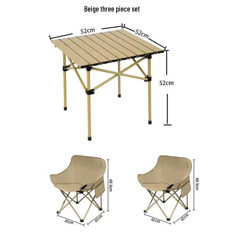 Portable Outdoor Folding Table & Moon Chair Set - Complete Camping & BBQ Gear