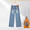 RAIN.CUN Women's Fleece-Lined Cropped Straight Leg Jeans
