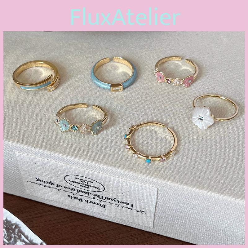 Blue Unique Enamel Mother Of Pearl Ring For Women Fashionable And Elegant Accessory