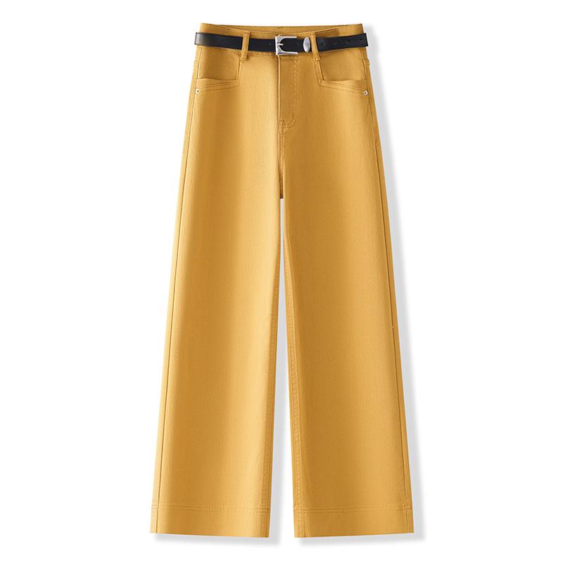 Women's Yellow High-Waisted Loose Wide-Leg Jeans - Slimming Spring 2025 Collection