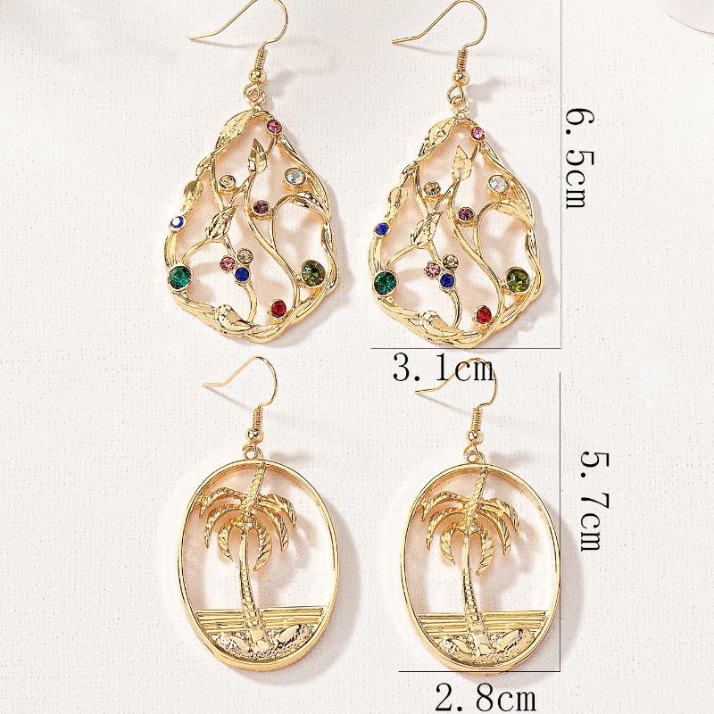 Fashion Retro Inlaid Colored Zircon Water Drop Earrings Creative Hollow Personality Versatile Women's Ear Jewelry Batch