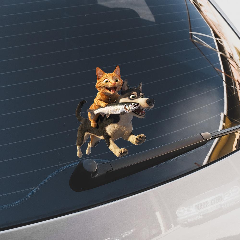 Cute Kitten Puppy Glass Car Background Beautification Decoration Stickers