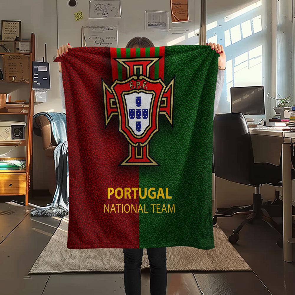 1PC Portugal National Football Team Patterned Flannel Blanket Suitable For All Seasons for Home Decor Warmth and Comfort Gifts Holiday Present