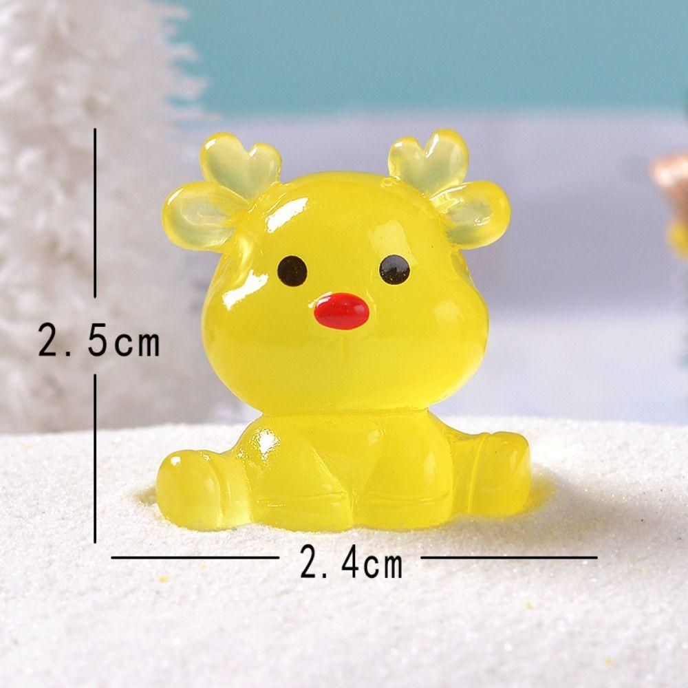 Mini Elk Miniature Figurines Cartoon Deer Statue Christmas Luminous Sitting Elk  Home Car Decor