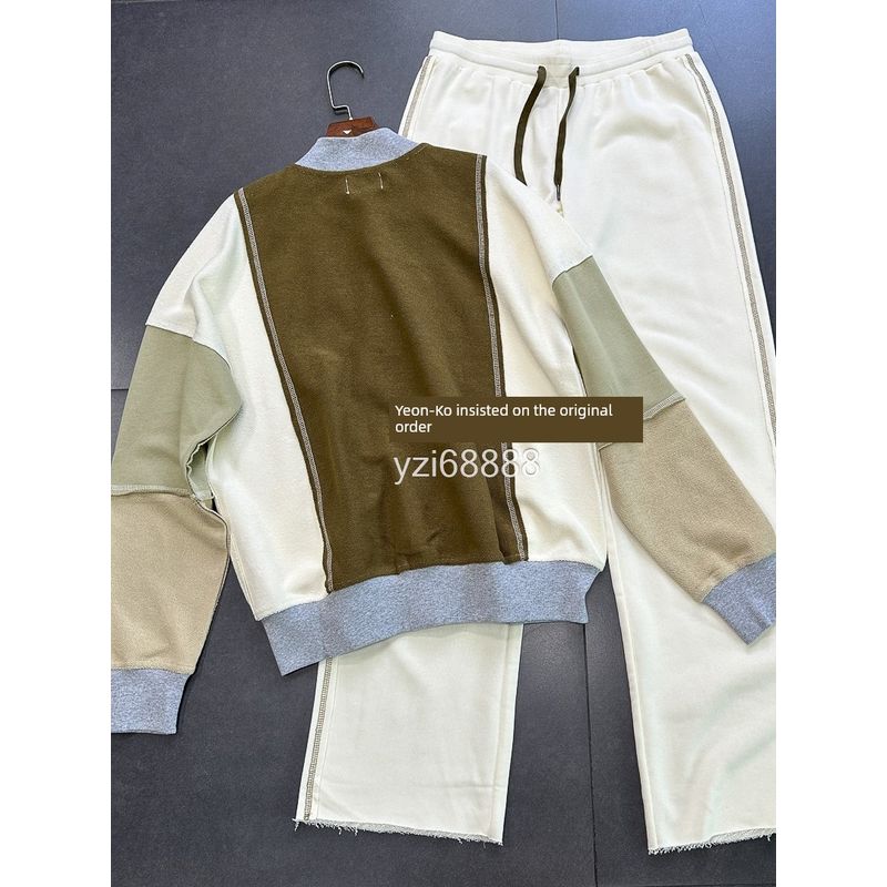 Yanzi Foreign Trade New Brand Exquisite Reverse Circle Cotton Apricot Contrast Color Personality Fashion Brand Sports Set