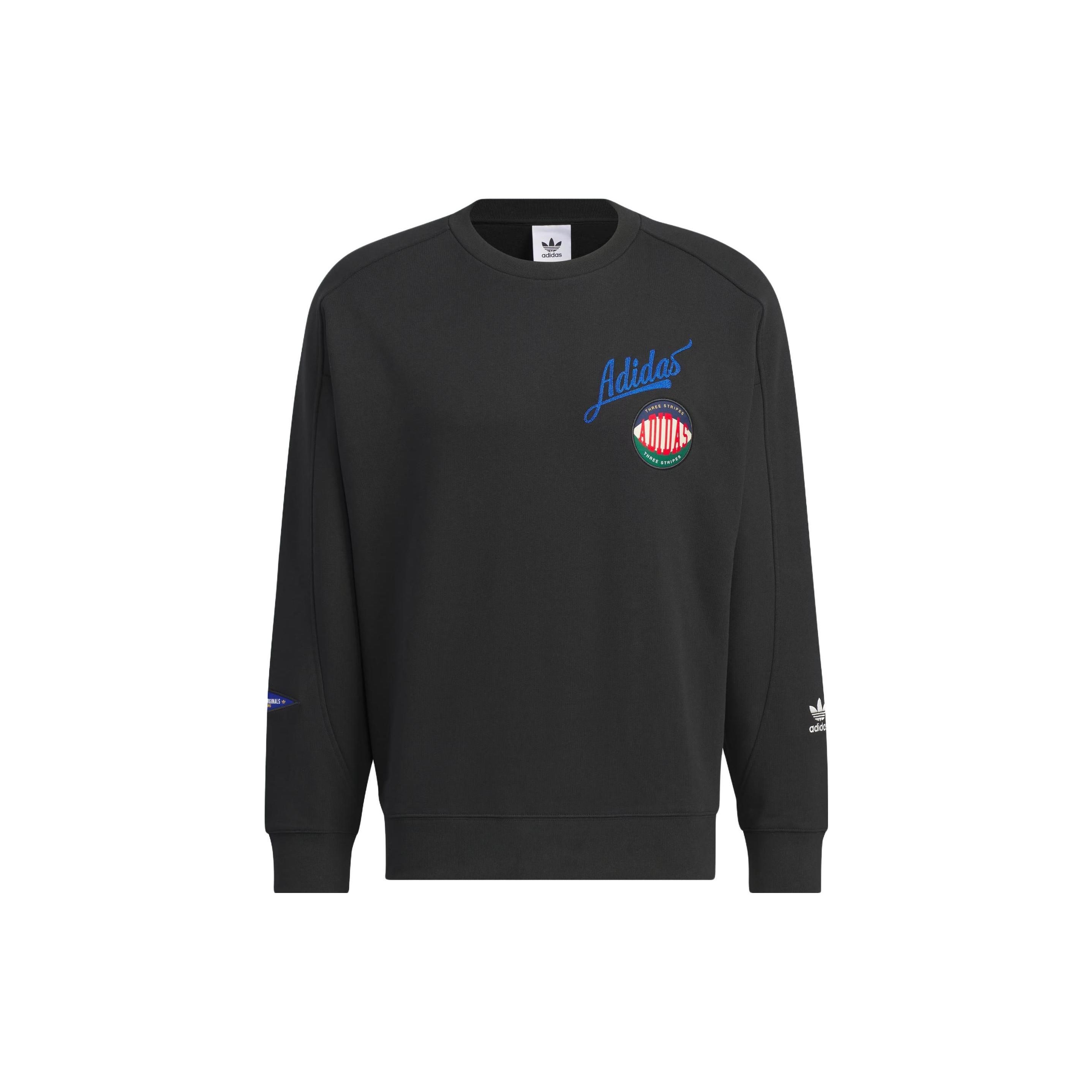 adidas Originals Collegiate Badgework Crew Sweatshirt Black Men s IZ1520 M