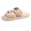 Cute Cartoon Puppy Fluffy Slippers Women's Winter 2025 New Versatile Thick Bottom Heightening Outer Wear Cotton Slippers Tide