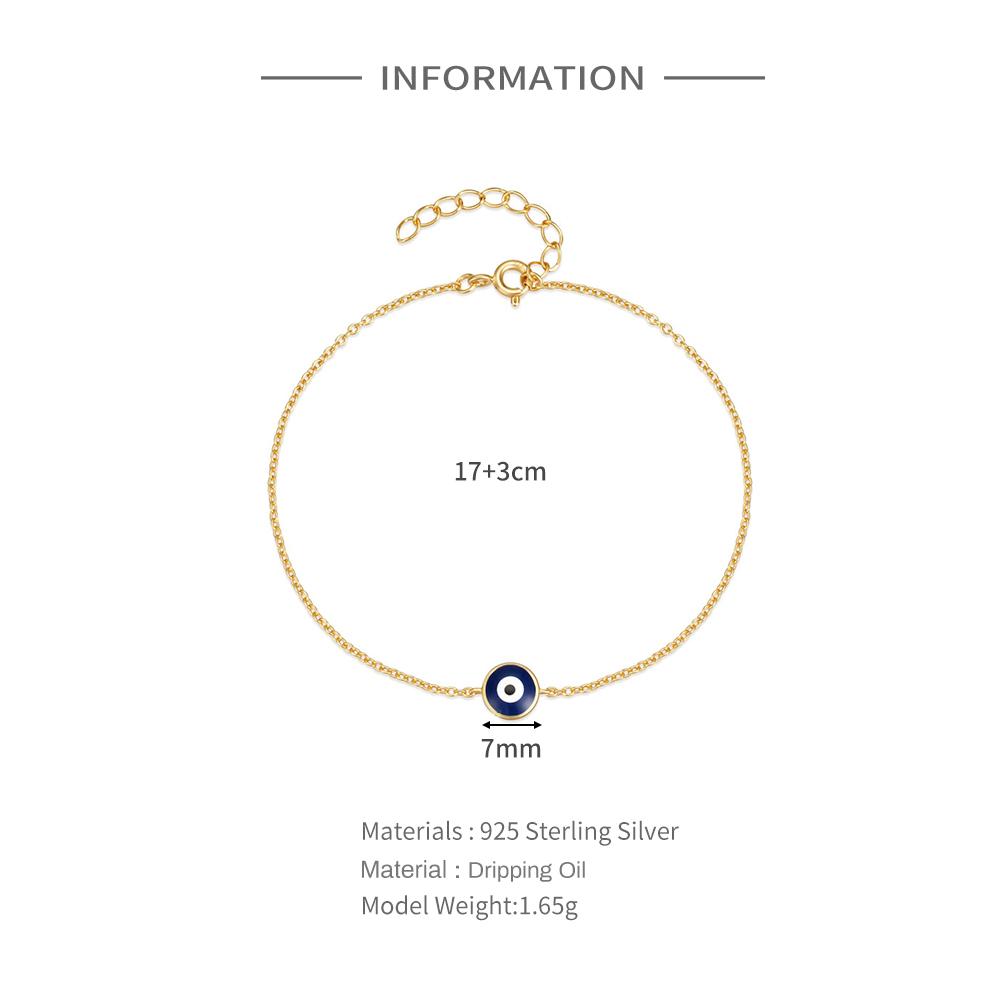 Aide 925 Silver Enamel Evil Eye Charm Bracelet For Women Minimalist Luxury Jewelry Adjustable Gold Chain Wedding Party