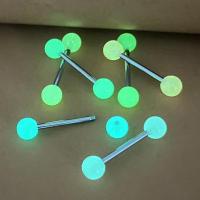6Pcs Sexy Acrylic Luminous Tongue Piercings Jewelry for Women Men 14G Stainless Steel Bar Glow In Dark Tongue Rings Barbell Stud