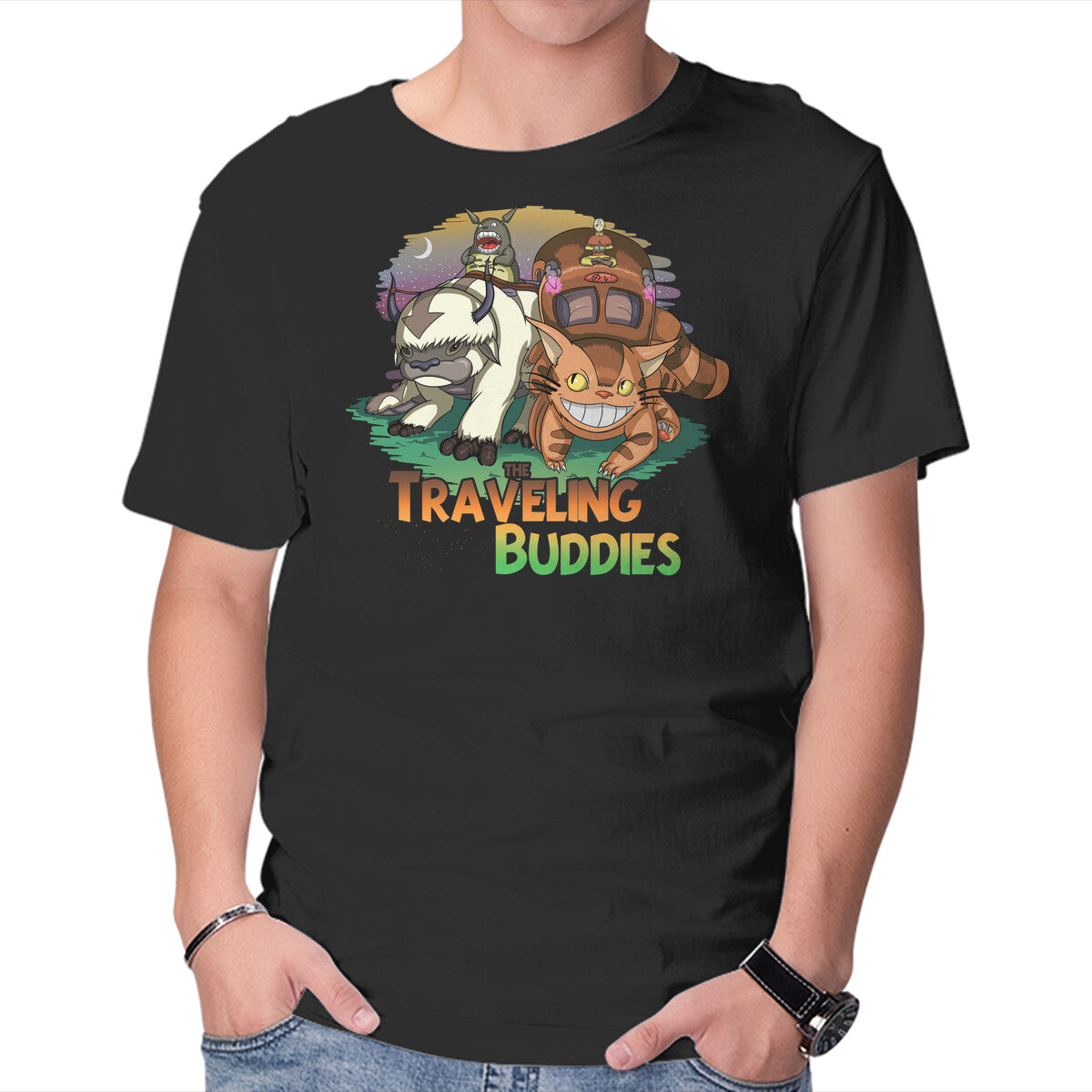 Unisex Crew Neck T-Shirt Traveling Buddies Graphic Short Sleeve Casual Tee XL