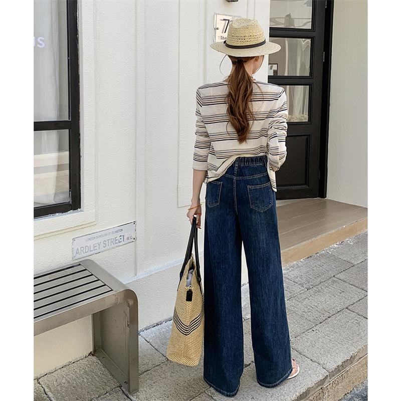 2026 Spring Plus Size High Waist Jeans for Women - Slimming Elastic Waist Straight & Wide Leg Pants.